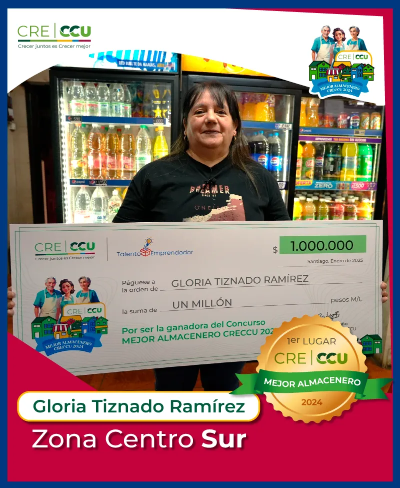 Fotografía de la ganadora nacional del Concurso Mejor Almacenero CRECCU 2024