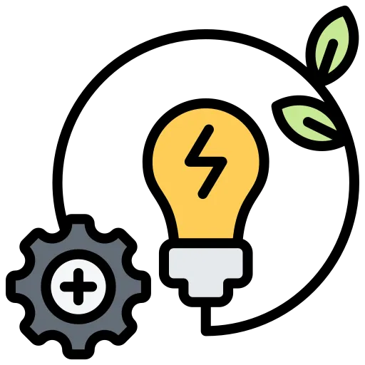 Ícono de eficiencia energética alusivo al uso de energía limpia y bajo consumo