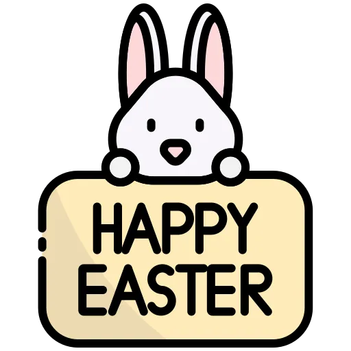 Saludo de Felices Pascuas con motivos de chocolates y huevitos de colores