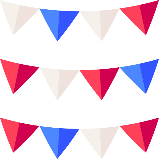 Guirnaldas y banderas chilenas como decoración festiva para un negocio